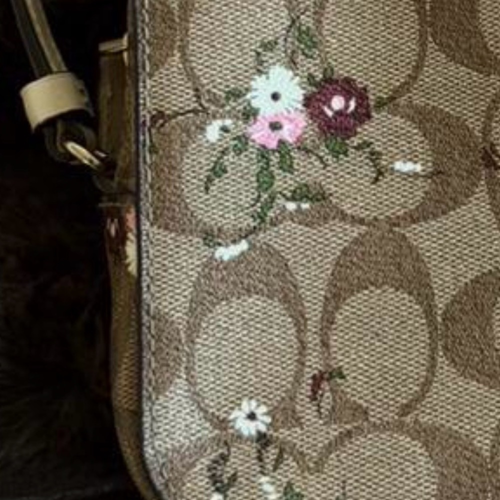 Coach Signature Floral Clutch - Brown and Pink - Picture 7 of 13